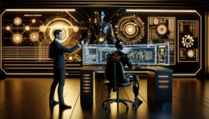 manusia memberikan instruksi kepada robot